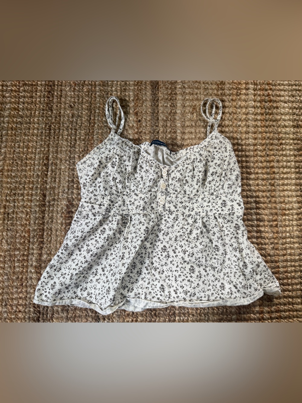 White Floral Spaghetti Strap Tank Top